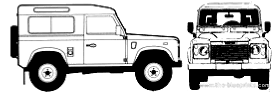 Land Rover Defender 90 (1997) - Ленд Ровер - чертежи, габариты, рисунки автомобиля