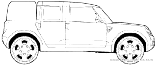 Land Rover Defender Double Cab (2015) - Ленд Ровер - чертежи, габариты, рисунки автомобиля
