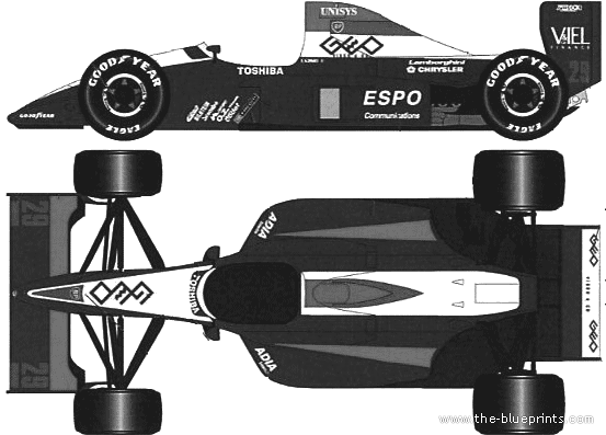 Larrousse Lola LC90 GP F1 (1990) - Разные автомобили - чертежи, габариты, рисунки автомобиля
