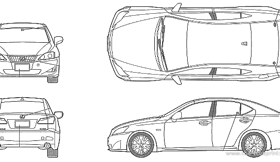 Lexus IS350 Deluxe - Лексус - чертежи, габариты, рисунки автомобиля