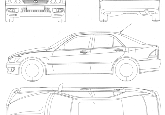 Lexus IS 400 - Лексус - чертежи, габариты, рисунки автомобиля