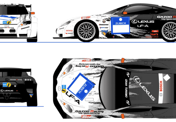 Lexus LF-A Nurburgring 24hrs - Лексус - чертежи, габариты, рисунки автомобиля