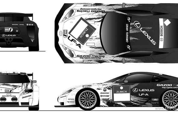 Lexus LF-A Race Car - Лексус - чертежи, габариты, рисунки автомобиля