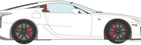 Lexus LFA (2011) - Лексус - чертежи, габариты, рисунки автомобиля
