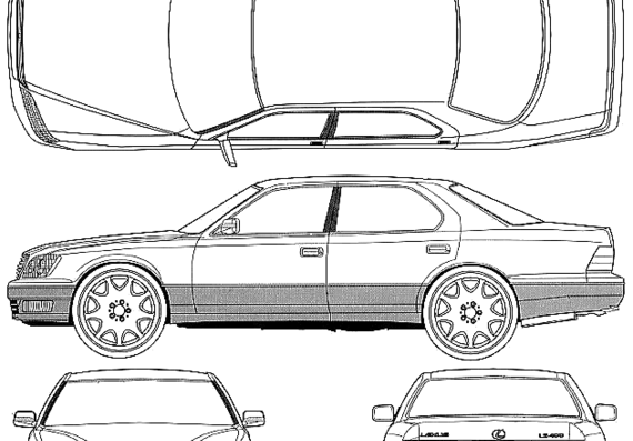 Lexus LS400 (1989) - Лексус - чертежи, габариты, рисунки автомобиля