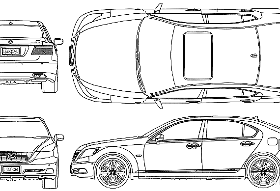 Lexus LS600hL (2008) - Лексус - чертежи, габариты, рисунки автомобиля