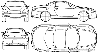 Lexus SC (2003) - Лексус - чертежи, габариты, рисунки автомобиля