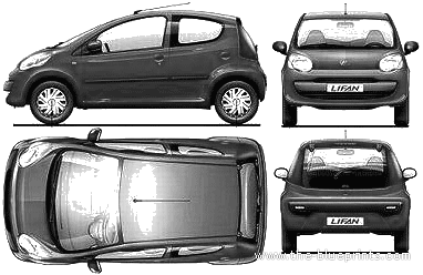 Lifan (Citroen C1) - Разные автомобили - чертежи, габариты, рисунки автомобиля