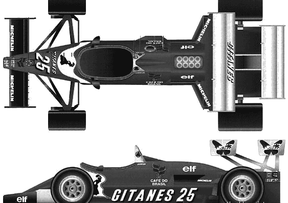 Ligier-Ford JS21 F1 GP (1983) - Форд - чертежи, габариты, рисунки автомобиля