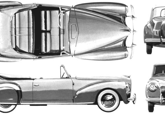 Lincoln Continental Convertible (1942) - Линкольн - чертежи, габариты, рисунки автомобиля