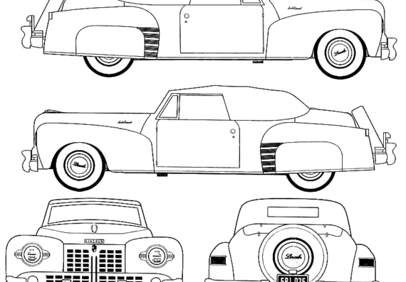 Lincoln Continental Convertible (1948) - Линкольн - чертежи, габариты, рисунки автомобиля