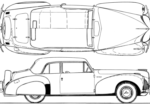 Lincoln Continental V12 Coupe (1940) - Линкольн - чертежи, габариты, рисунки автомобиля