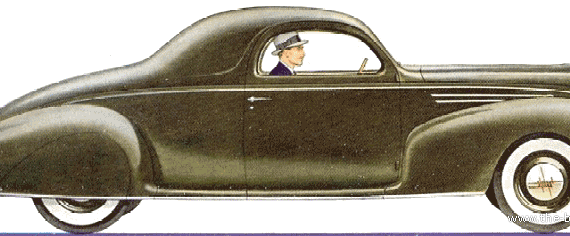 Lincoln Zephyr Coupe (1939) - Kia - drawings, dimensions, pictures of the car