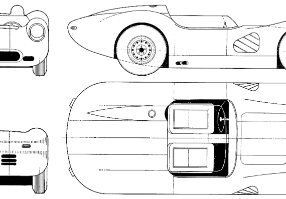 Lister Jaguar GT (1958) - Ягуар - чертежи, габариты, рисунки автомобиля