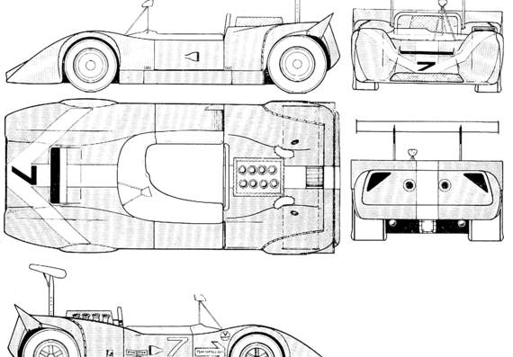 Lola T160 Can-Am (1968) - Lola - чертежи, габариты, рисунки автомобиля