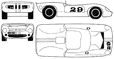 Lola T70 Can-Am (1966) - Lola - чертежи, габариты, рисунки автомобиля