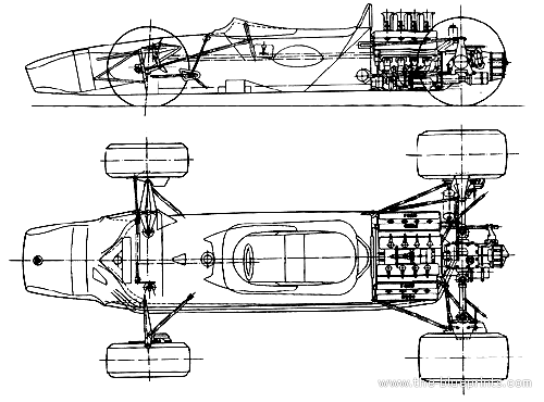 Lotus-Ford 49 - Лотус - чертежи, габариты, рисунки автомобиля