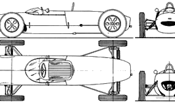 Lotus 20 Formula Junior (1961) - Лотус - чертежи, габариты, рисунки автомобиля