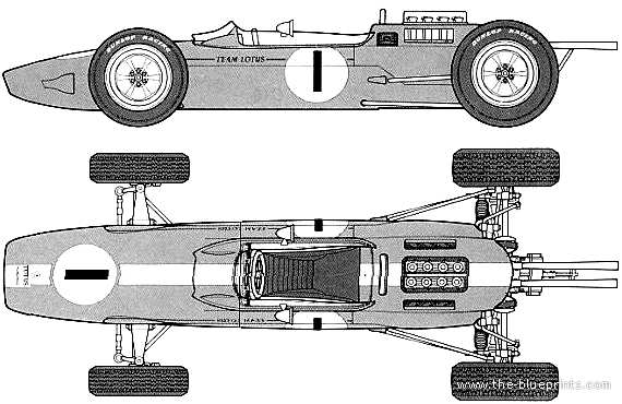 Lotus 25 F1 (1963) - Лотус - чертежи, габариты, рисунки автомобиля