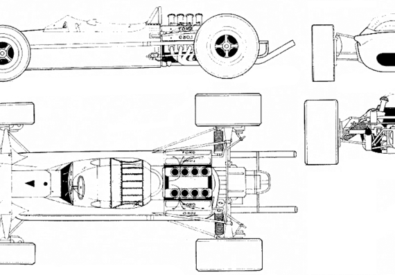 Lotus 49 GP - Лотус - чертежи, габариты, рисунки автомобиля