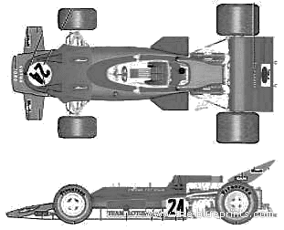Lotus 72C GP F1 - Лотус - чертежи, габариты, рисунки автомобиля