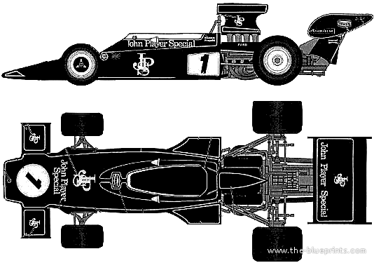 Lotus 72E F1 GP - Лотус - чертежи, габариты, рисунки автомобиля