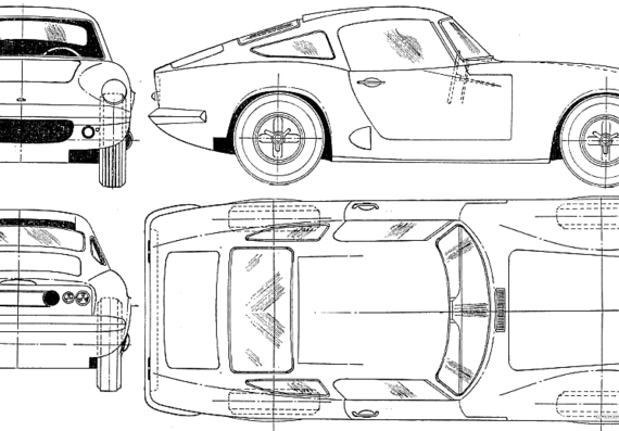 Lotus Elan Hardtop (1965) - Лотус - чертежи, габариты, рисунки автомобиля