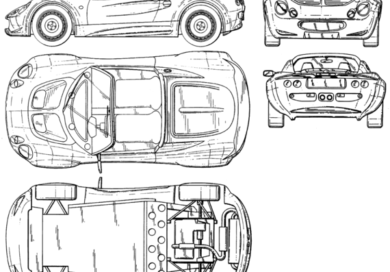 Lotus Elise Old - Лотус - чертежи, габариты, рисунки автомобиля