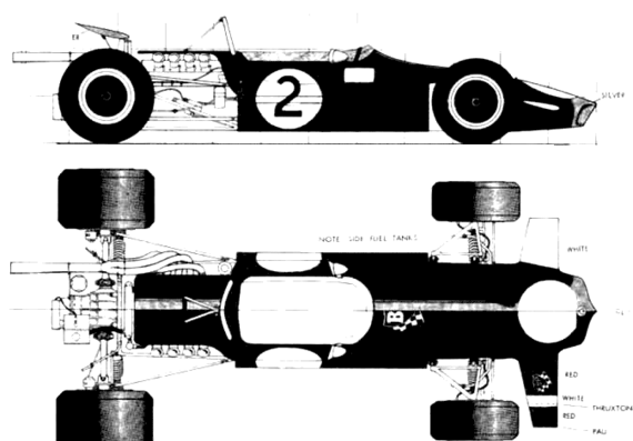 Lotus F2 (1964) - Лотус - чертежи, габариты, рисунки автомобиля