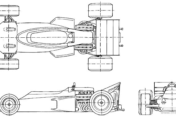 Lotus Ford 72 F1 GP (1970) - Лотус - чертежи, габариты, рисунки автомобиля