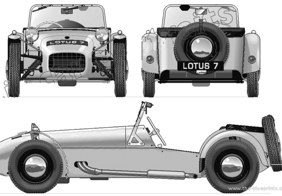 Lotus Seven (1957) - Лотус - чертежи, габариты, рисунки автомобиля