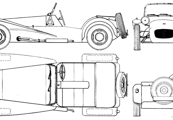 Lotus Super 7 - Лотус - чертежи, габариты, рисунки автомобиля