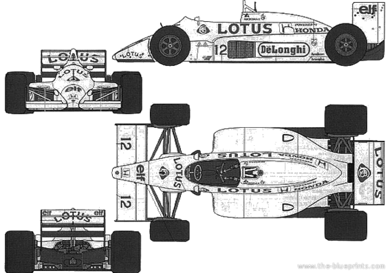 Lotus Type 99T Honda - Лотус - чертежи, габариты, рисунки автомобиля