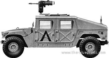 M1025 Humvee - Хаммер - чертежи, габариты, рисунки автомобиля