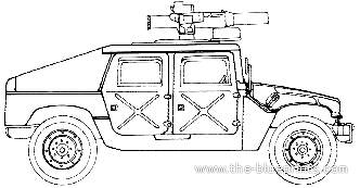 M1025 Tow HMMWV - Хаммер - чертежи, габариты, рисунки автомобиля
