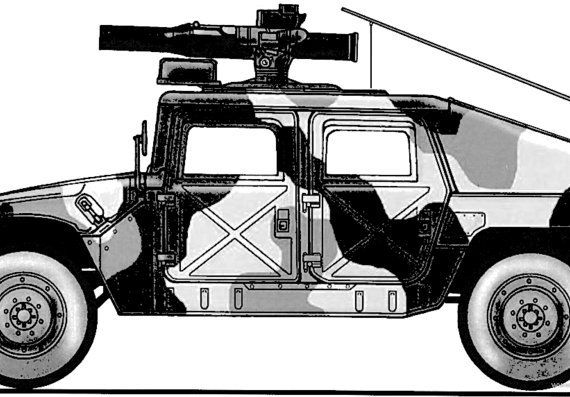 M996 HMMWV + BGM-71 TOW - Разные автомобили - чертежи, габариты, рисунки автомобиля