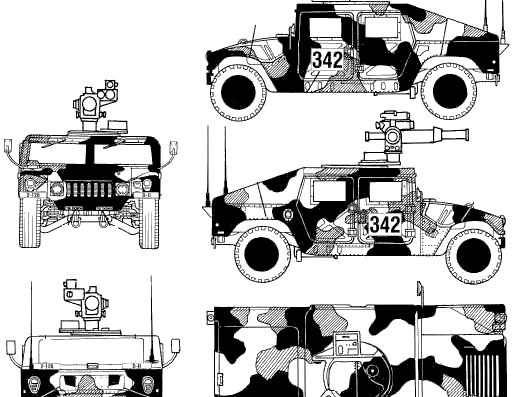 M996 HMMWV TOW Carrier - Разные автомобили - чертежи, габариты, рисунки автомобиля