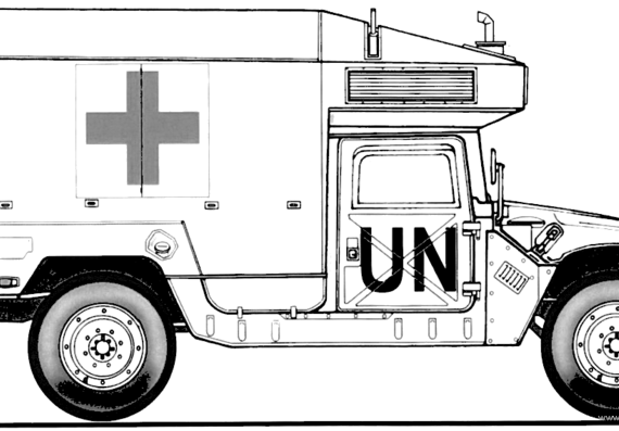 M997 HMMWV Ambulance - Разные автомобили - чертежи, габариты, рисунки автомобиля