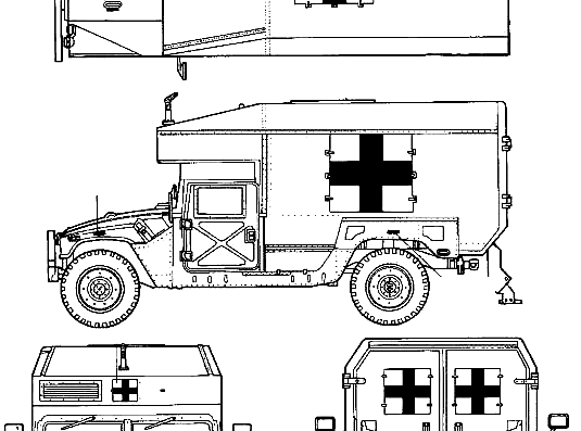 M997 HUMVEE Maxi Ambulance - Хаммер - чертежи, габариты, рисунки автомобиля