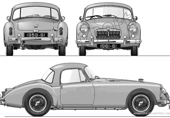 MGA 1600 Coupe (wire wheels) (1960) - MJ - drawings, dimensions, pictures of the car