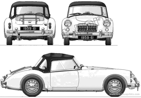 MGA 1600 Roadster (disc wheels) (1960) - МЖ - чертежи, габариты, рисунки автомобиля