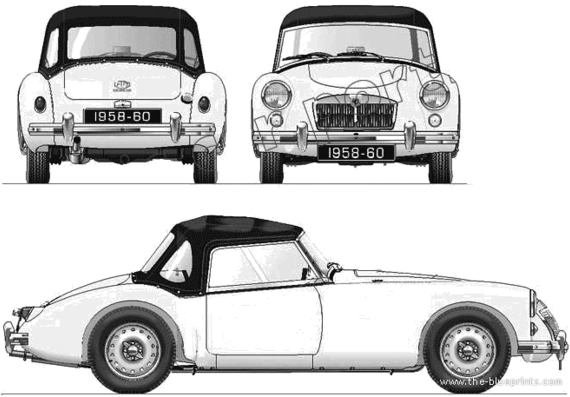 MGA Roadster Twin Cam (1959) - МЖ - чертежи, габариты, рисунки автомобиля