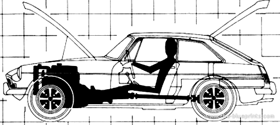 MGB GT (1971) - МЖ - чертежи, габариты, рисунки автомобиля