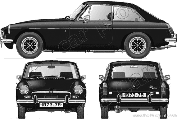 MGB GT (1973) - МЖ - чертежи, габариты, рисунки автомобиля