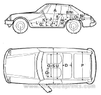 MGB GT (1979) - МЖ - чертежи, габариты, рисунки автомобиля