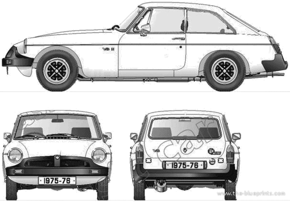 MGB GT V8 (1976) - МЖ - чертежи, габариты, рисунки автомобиля