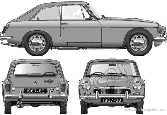 MGC GT (1967) - МЖ - чертежи, габариты, рисунки автомобиля