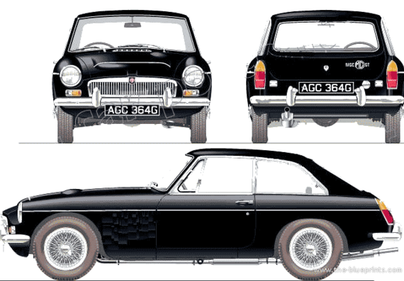 MGC GT (1969) - МЖ - чертежи, габариты, рисунки автомобиля