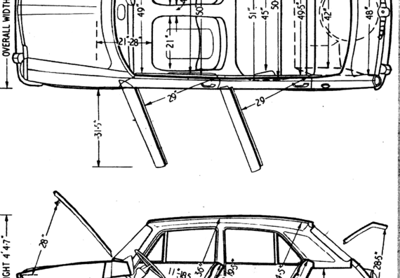 MG 1100 (1962) - МЖ - чертежи, габариты, рисунки автомобиля