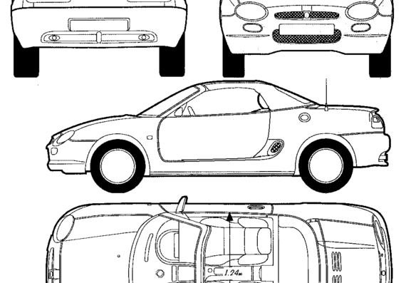 MG F (2000) - МЖ - чертежи, габариты, рисунки автомобиля